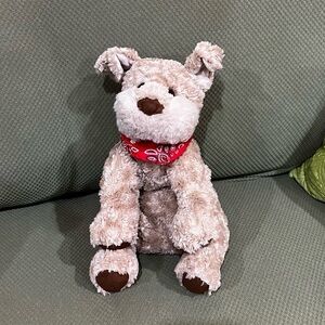 Gund Barkley Schnauzer Terrier Tan Brown Puppy Dog Red Bandana Plush 14” Stuffed